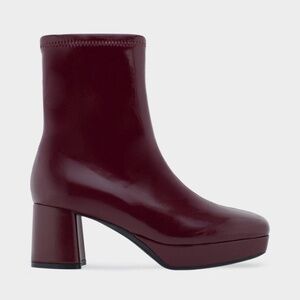 Aerosoles Burgundy Women's Patent Faux Leather Platform Boot